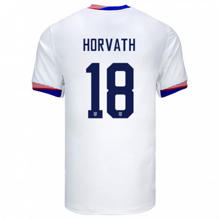 Kandiny Hombre Camiseta Estados Unidos Ethan Horvath #18 Blanco 1ª Equipación 24-26 La Camisa Chile