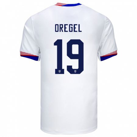 Kandiny Hombre Camiseta Estados Unidos Sergio Oregel #19 Blanco 1ª Equipación 24-26 La Camisa Chile
