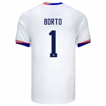 Kandiny Hombre Camiseta Estados Unidos Alexander Borto #1 Blanco 1ª Equipación 24-26 La Camisa Chile