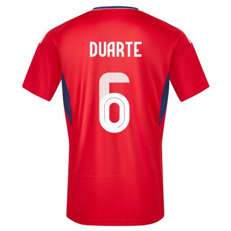 Kandiny Hombre Camiseta Costa Rica Oscar Duarte #6 Rojo 1ª Equipación 24-26 La Camisa Chile