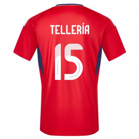 Kandiny Hombre Camiseta Costa Rica Jostin Telleria #15 Rojo 1ª Equipación 24-26 La Camisa Chile