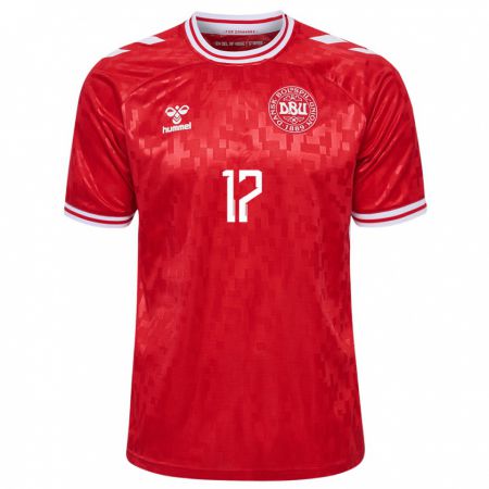 Kandiny Hombre Camiseta Dinamarca Nicolas Madsen #17 Rojo 1ª Equipación 24-26 La Camisa Chile