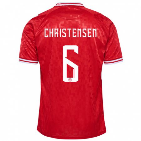Kandiny Hombre Camiseta Dinamarca Andreas Christensen #6 Rojo 1ª Equipación 24-26 La Camisa Chile