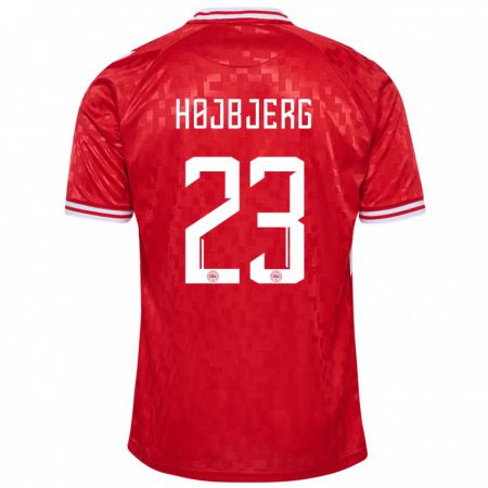 Kandiny Hombre Camiseta Dinamarca Pierre-Emile Højbjerg #23 Rojo 1ª Equipación 24-26 La Camisa Chile
