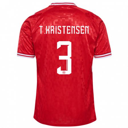 Kandiny Hombre Camiseta Dinamarca Thomas Kristensen #3 Rojo 1ª Equipación 24-26 La Camisa Chile