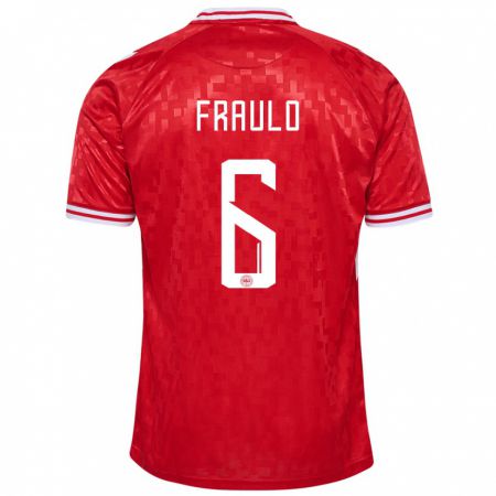 Kandiny Hombre Camiseta Dinamarca Oscar Fraulo #6 Rojo 1ª Equipación 24-26 La Camisa Chile