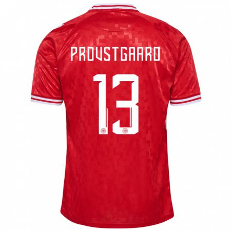 Kandiny Hombre Camiseta Dinamarca Oliver Provstgaard #13 Rojo 1ª Equipación 24-26 La Camisa Chile