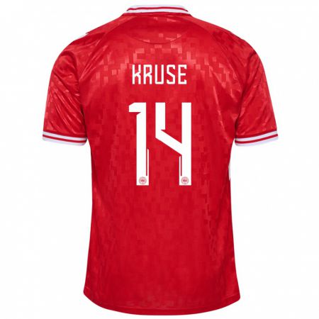 Kandiny Hombre Camiseta Dinamarca David Kruse #14 Rojo 1ª Equipación 24-26 La Camisa Chile