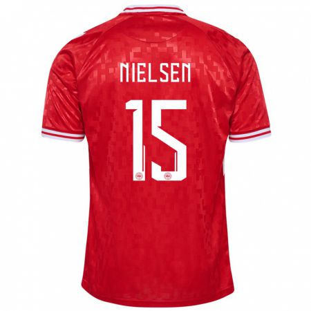 Kandiny Hombre Camiseta Dinamarca Villads Nielsen #15 Rojo 1ª Equipación 24-26 La Camisa Chile