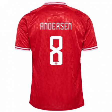 Kandiny Hombre Camiseta Dinamarca Silas Andersen #8 Rojo 1ª Equipación 24-26 La Camisa Chile