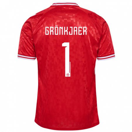 Kandiny Hombre Camiseta Dinamarca Bertil Grönkjaer #1 Rojo 1ª Equipación 24-26 La Camisa Chile