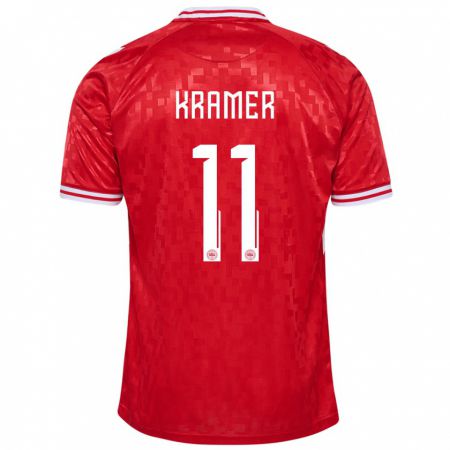 Kandiny Hombre Camiseta Dinamarca Cornelia Kramer #11 Rojo 1ª Equipación 24-26 La Camisa Chile