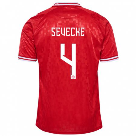 Kandiny Hombre Camiseta Dinamarca Rikke Sevecke #4 Rojo 1ª Equipación 24-26 La Camisa Chile