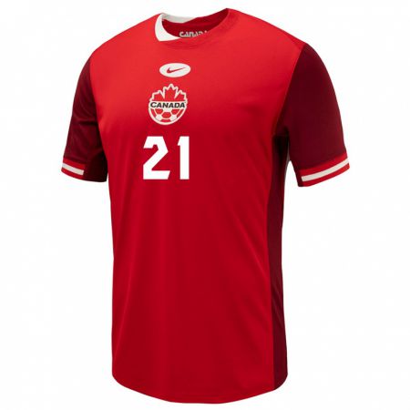 Kandiny Hombre Camiseta Canadá Jade Rose #21 Rojo 1ª Equipación 24-26 La Camisa Chile
