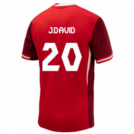 Kandiny Hombre Camiseta Canadá Jonathan David #20 Rojo 1ª Equipación 24-26 La Camisa Chile