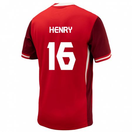 Kandiny Hombre Camiseta Canadá Maël Henry #16 Rojo 1ª Equipación 24-26 La Camisa Chile