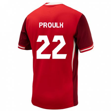 Kandiny Hombre Camiseta Canadá Lysianne Proulx #22 Rojo 1ª Equipación 24-26 La Camisa Chile