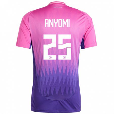Kandiny Hombre Camiseta Alemania Nicole Anyomi #25 Rosado Morado 2ª Equipación 24-26 La Camisa Chile