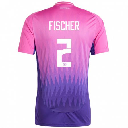 Kandiny Hombre Camiseta Alemania Kilian Fischer #2 Rosado Morado 2ª Equipación 24-26 La Camisa Chile