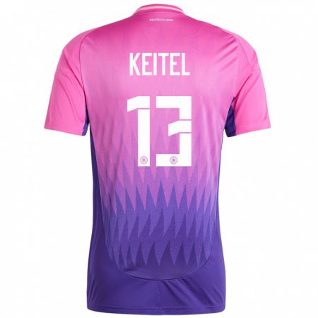 Kandiny Hombre Camiseta Alemania Yannik Keitel #13 Rosado Morado 2ª Equipación 24-26 La Camisa Chile