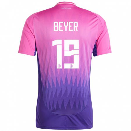 Kandiny Hombre Camiseta Alemania Jordan Beyer #19 Rosado Morado 2ª Equipación 24-26 La Camisa Chile
