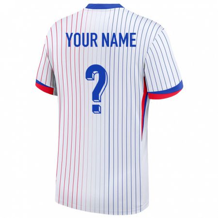Kandiny Hombre Camiseta Francia Su Nombre #0 Blanco 2ª Equipación 24-26 La Camisa Chile