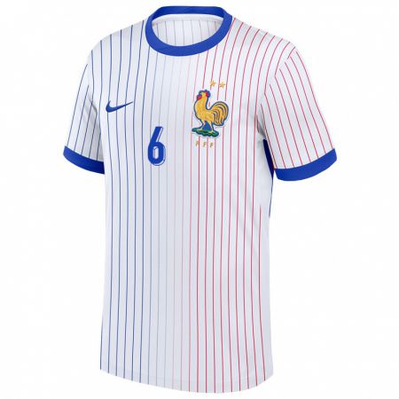 Kandiny Hombre Camiseta Francia Eduardo Camavinga #6 Blanco 2ª Equipación 24-26 La Camisa Chile