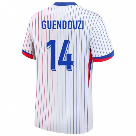 Kandiny Hombre Camiseta Francia Matteo Guendouzi #14 Blanco 2ª Equipación 24-26 La Camisa Chile