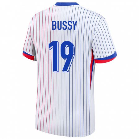 Kandiny Hombre Camiseta Francia Kessya Bussy #19 Blanco 2ª Equipación 24-26 La Camisa Chile