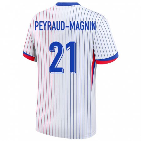 Kandiny Hombre Camiseta Francia Pauline Peyraud Magnin #21 Blanco 2ª Equipación 24-26 La Camisa Chile