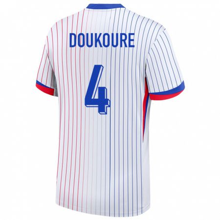 Kandiny Hombre Camiseta Francia Ismael Doukoure #4 Blanco 2ª Equipación 24-26 La Camisa Chile