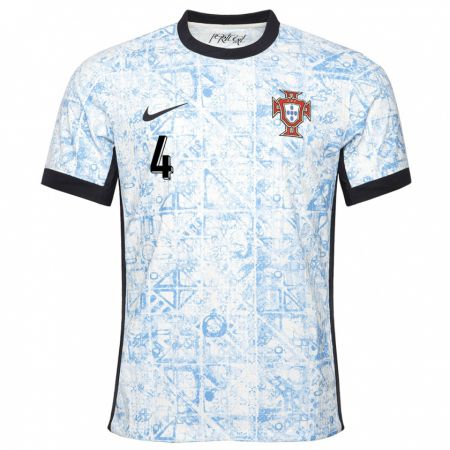 Kandiny Hombre Camiseta Portugal Tiago Djalo #4 Crema Azul 2ª Equipación 24-26 La Camisa Chile