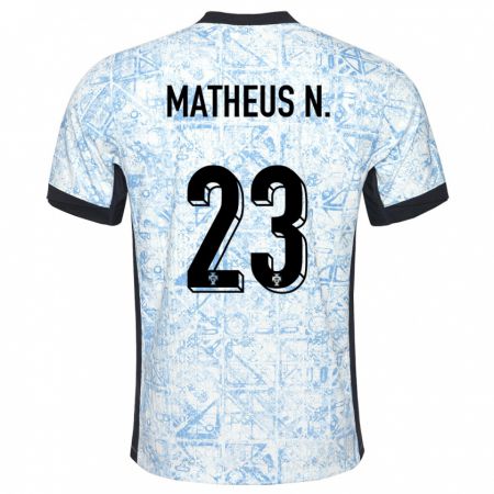 Kandiny Hombre Camiseta Portugal Matheus Nunes #23 Crema Azul 2ª Equipación 24-26 La Camisa Chile