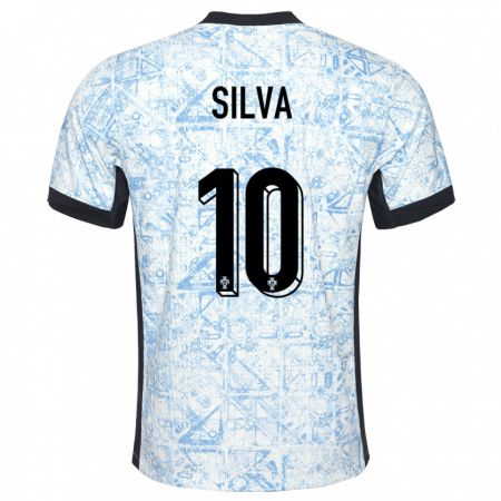 Kandiny Hombre Camiseta Portugal Jessica Silva #10 Crema Azul 2ª Equipación 24-26 La Camisa Chile