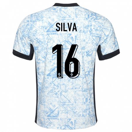 Kandiny Hombre Camiseta Portugal Diana Silva #16 Crema Azul 2ª Equipación 24-26 La Camisa Chile