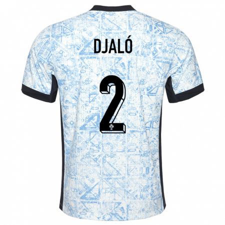 Kandiny Hombre Camiseta Portugal Tiago Djalo #2 Crema Azul 2ª Equipación 24-26 La Camisa Chile