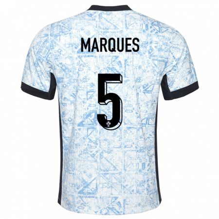 Kandiny Hombre Camiseta Portugal Martim Marques #5 Crema Azul 2ª Equipación 24-26 La Camisa Chile