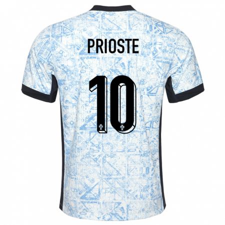 Kandiny Hombre Camiseta Portugal Diogo Prioste #10 Crema Azul 2ª Equipación 24-26 La Camisa Chile