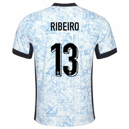 Kandiny Hombre Camiseta Portugal Antonio Ribeiro #13 Crema Azul 2ª Equipación 24-26 La Camisa Chile