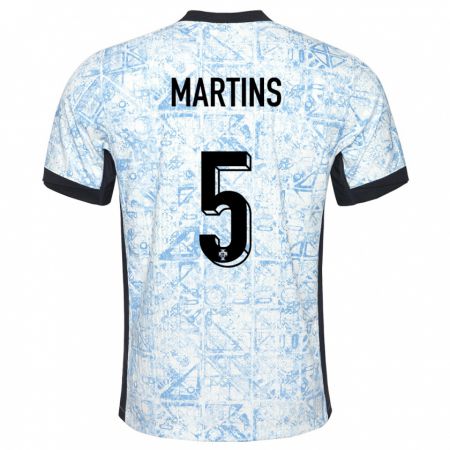 Kandiny Hombre Camiseta Portugal Leandro Martins #5 Crema Azul 2ª Equipación 24-26 La Camisa Chile