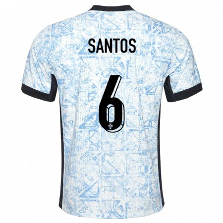 Kandiny Hombre Camiseta Portugal Vasco Santos #6 Crema Azul 2ª Equipación 24-26 La Camisa Chile