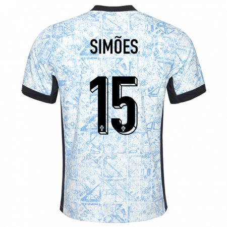 Kandiny Hombre Camiseta Portugal Joao Simoes #15 Crema Azul 2ª Equipación 24-26 La Camisa Chile