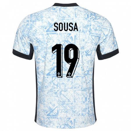 Kandiny Hombre Camiseta Portugal Goncalo Sousa #19 Crema Azul 2ª Equipación 24-26 La Camisa Chile