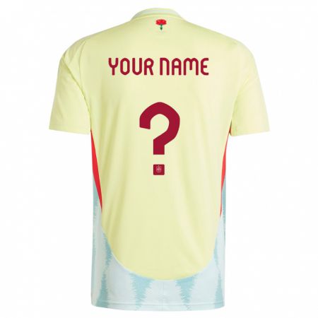 Kandiny Hombre Camiseta España Su Nombre #0 Amarillo 2ª Equipación 24-26 La Camisa Chile