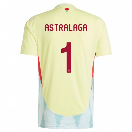 Kandiny Hombre Camiseta España Ander Astralaga #1 Amarillo 2ª Equipación 24-26 La Camisa Chile