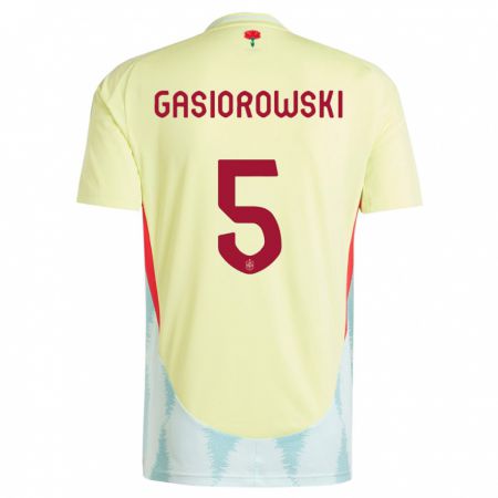 Kandiny Hombre Camiseta España Yarek Gasiorowski #5 Amarillo 2ª Equipación 24-26 La Camisa Chile