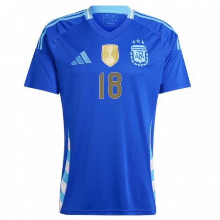 Kandiny Hombre Camiseta Argentina Ezequiel Ponce #18 Azul 2ª Equipación 24-26 La Camisa Chile