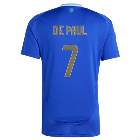 Kandiny Hombre Camiseta Argentina Rodrigo De Paul #7 Azul 2ª Equipación 24-26 La Camisa Chile