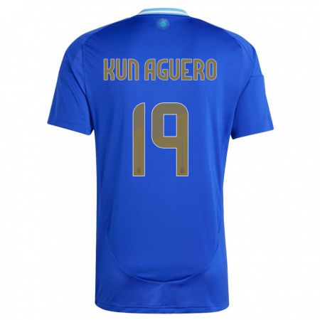 Kandiny Hombre Camiseta Argentina Sergio Aguero #19 Azul 2ª Equipación 24-26 La Camisa Chile