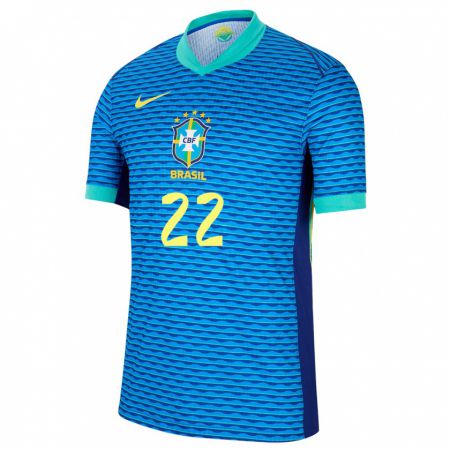 Kandiny Hombre Camiseta Brasil Bremer #22 Azul 2ª Equipación 24-26 La Camisa Chile